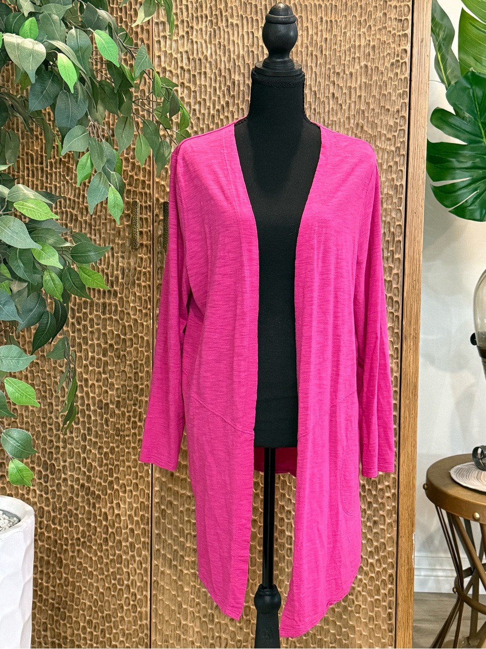 Chico's Open-Front Fuchsia Pink Cardigan Size 2 Pockets